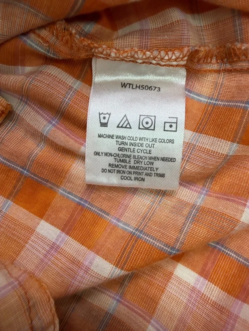 Wrangler Orange Plaid Western Pearl Snap‎ Shirt XL